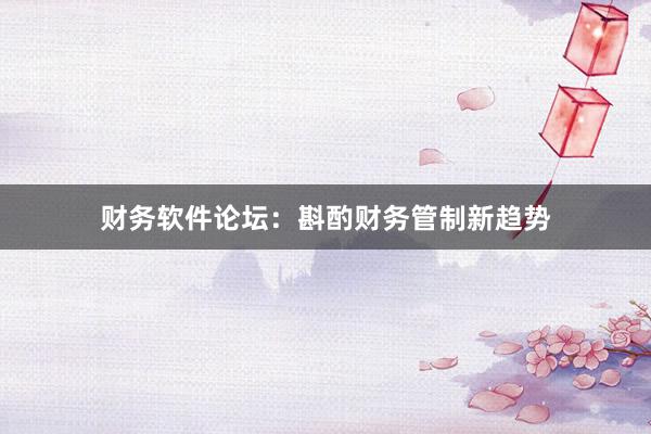 财务软件论坛：斟酌财务管制新趋势